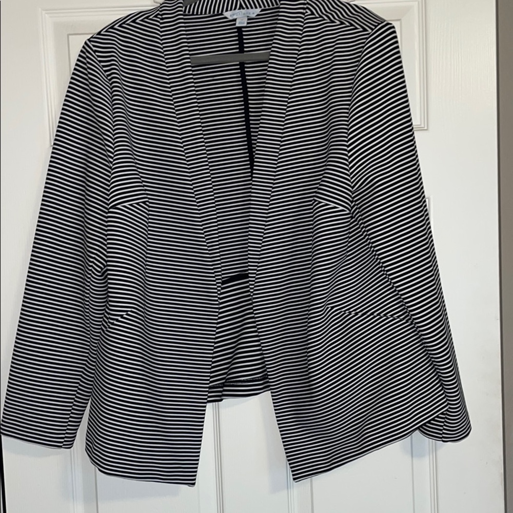Striped Black and White Women's Blazer